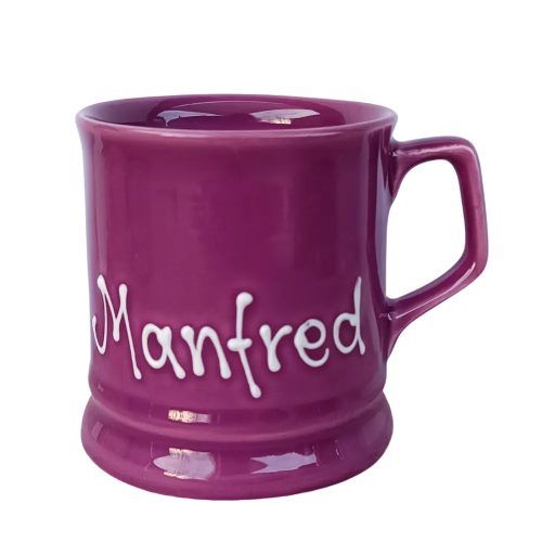 Purple English mug inscriptioned with name