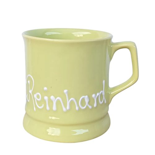 Pastel green English mug inscriptioned with name