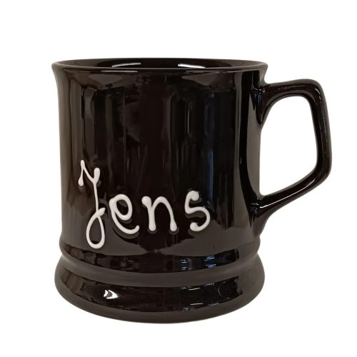 Black English mug inscriptioned with name