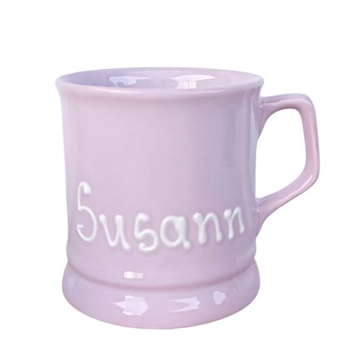 Pastel purple English mug inscriptioned with name