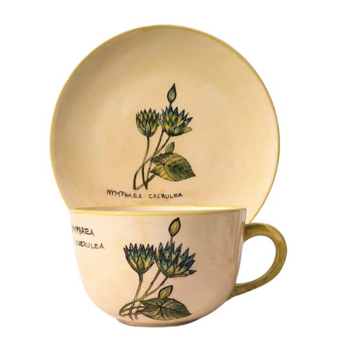 Blue lotus breakfast plate and jumbo mug