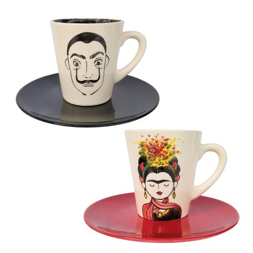 Frida and Dali mug and breakfast plate