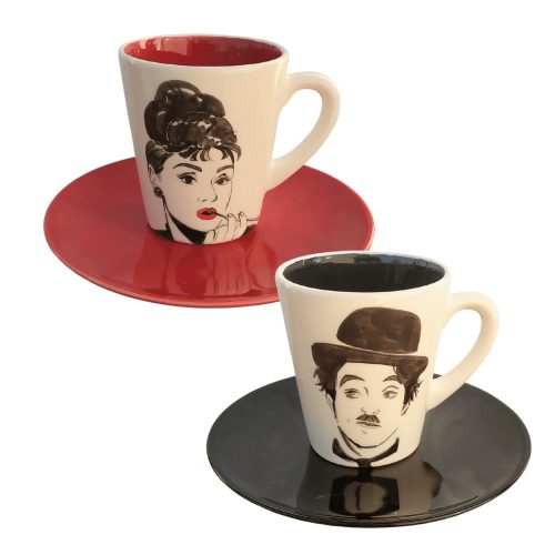  Audrey end Chaplin mug and breakfast plate