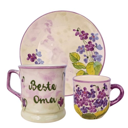 Inscripted with violet breakfast set
