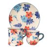 Inscripted with name blue floral breakfast set