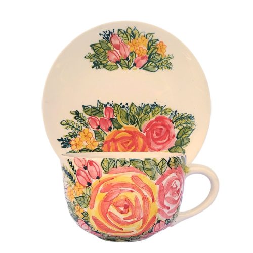 Floral jumbo mug and breakfast plate FL001