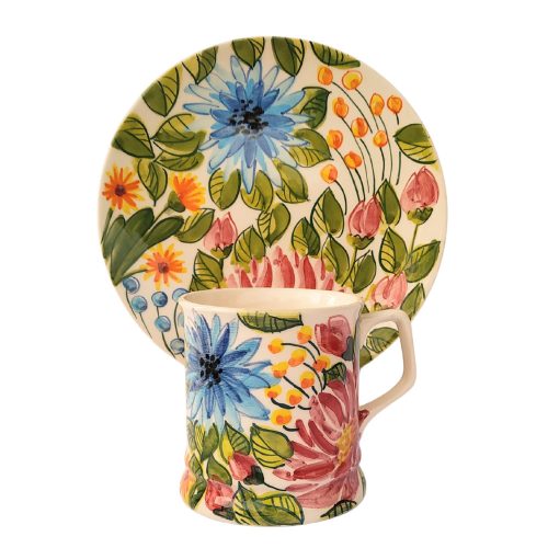 Floral mug and breakfast plate FL002