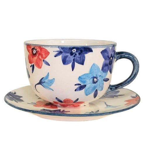 Blue floral Jumbo mug and breakfast plate