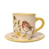 Kaffeetasse und kleiner Teller Frühlingsvogel