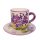 Violet coffee mug and small plate
