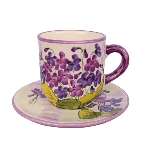 Violet coffee mug and small plate
