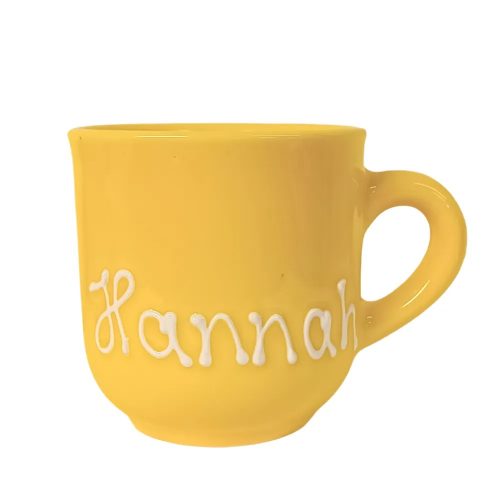 Yellow inscriptioned with name coffee mug