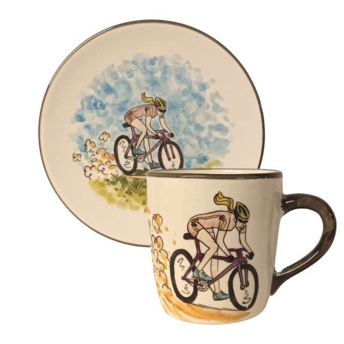 Bicycle girl mug and breakfast plate
