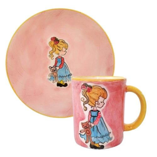 Little girl mug and breakfast plate