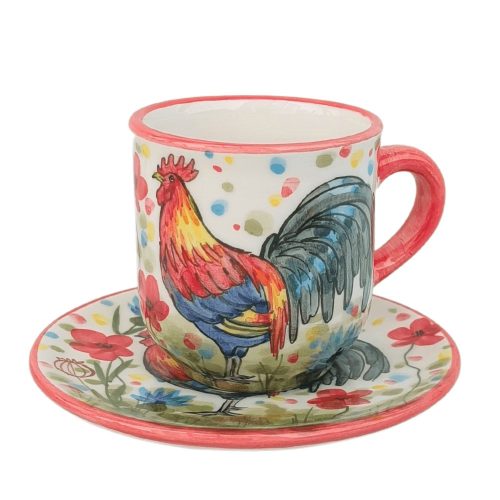 Rooster coffee mug and small plate