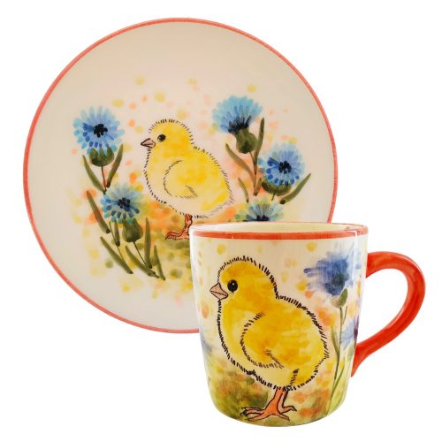 Chick mug and breakfast plate