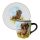 Tasse und Frühstücksteller mit Hund Dackel
