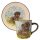 Tasse und Frühstücksteller mit Dackel brauner Hund