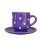 Coffe mug with small plate purple