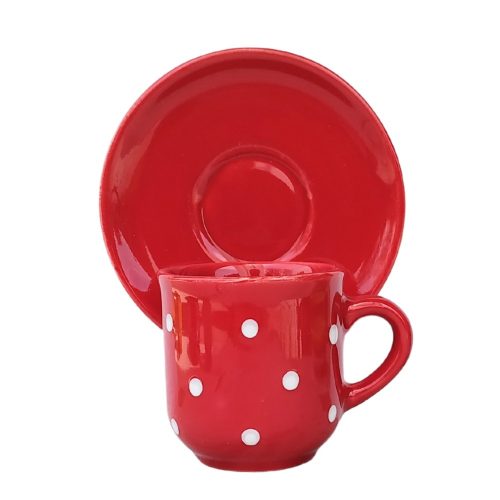 Coffe mug with small plate cherry