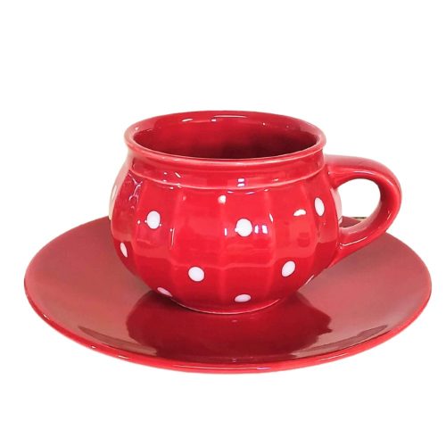 Pot mug and breakfast plate cherry