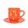 Coffe mug with small plate Orange