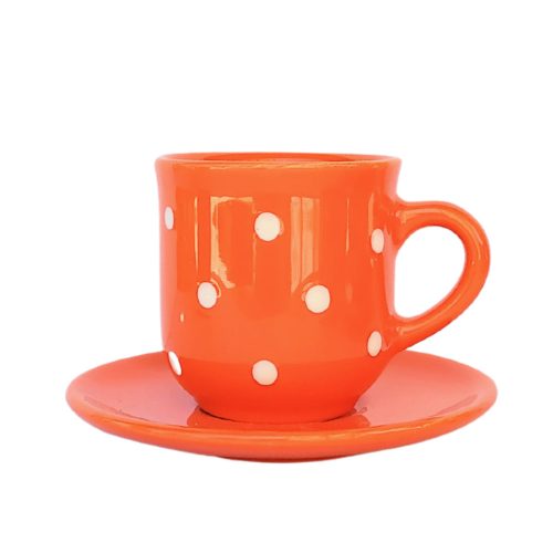 Kaffeetasse mit kleinem Teller Orange