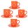 Coffee mug and small plate set of four orange 