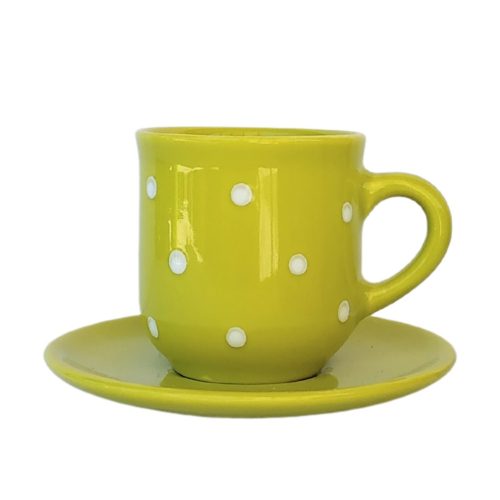 Coffe mug with small plate neon green