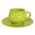 Töpfchen Tasse und Frühstücksteller Neongrün