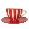 Red striped small jumbo and breakfast plate