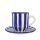 Kaffeetasse und kleiner Teller Blau/gestreift