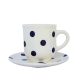 Blue dotted coffee mug mug and small plate