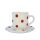 Red dotted coffee mug mug and small plate