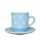 Coffe mug with small plate pastel blue