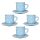  Kaffeetasse mit kleinem Teller 4-teilig Pastellblau 