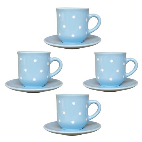  Kaffeetasse mit kleinem Teller 4-teilig Pastellblau 