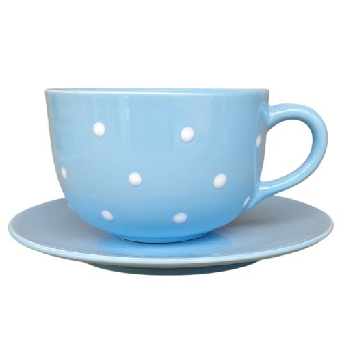 Jumbo Tasse und Frühstücksteller Pastellblau