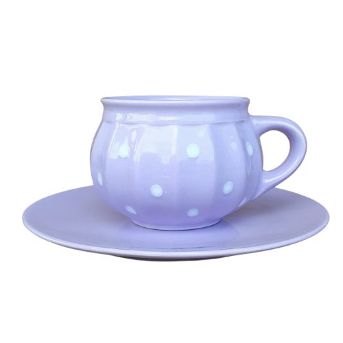 Pot mug and breakfast plate Pastel purple