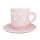 Coffe mug with small plate pastel rosa