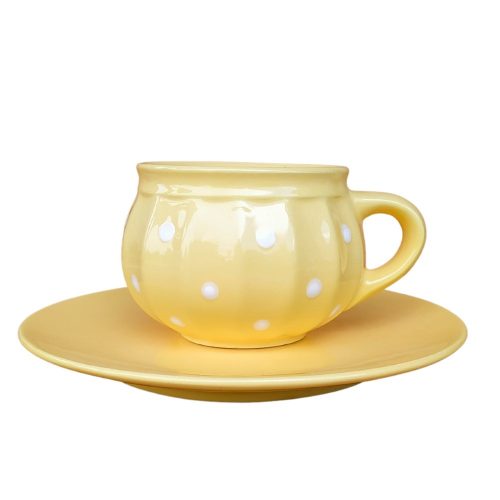 Pot mug and breakfast plate pastel yellow