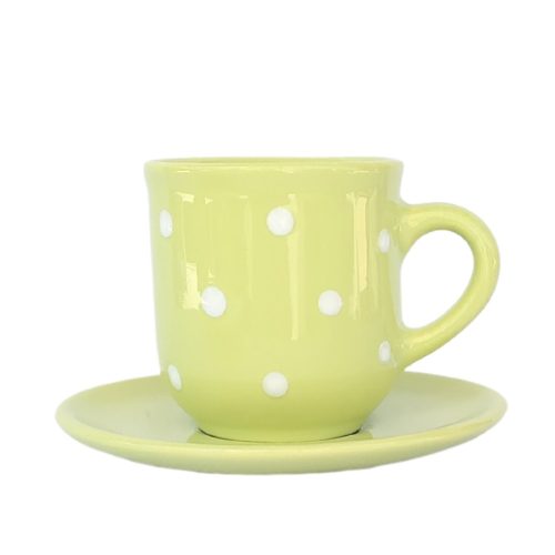 Coffe mug with small plate pastel green