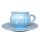 Pot mug and breakfast plate pastel blue