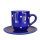 Coffe mug with small plate dark blue