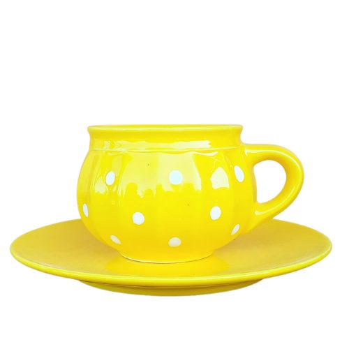 Pot mug and breakfast plate yellow