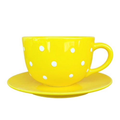Jumbo-Tasse und Frühstücksteller Gelb