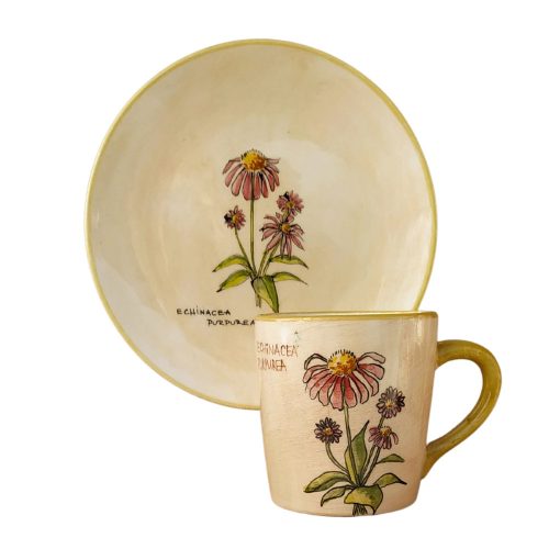 Echinacea Purpurea mug and  breakfast plate 