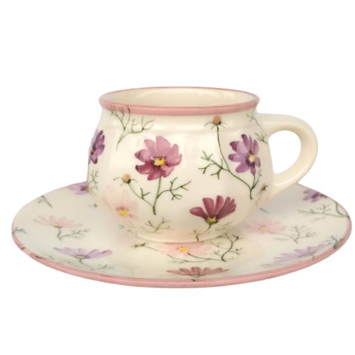 Cosmos flower cup and breakfast plate