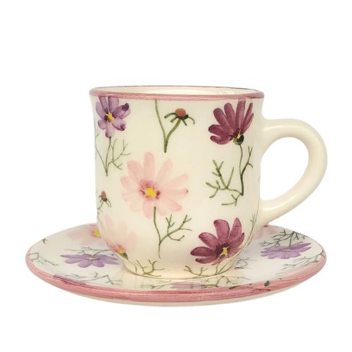 Cosmos flower coffee mug and small plate