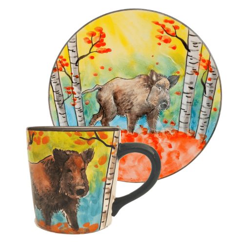 Boar mug and breakfast plate